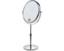 Allecta - Staande spiegel met hoogteverstelling, 10x vergroting, make-upspiegel, verchroomde scheerspiegel, tafelspiegel - Badkamerspiegel 20cm dubbelzijdig zoom