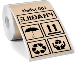 Allecta - Thermische etiketten 50 x 80 mm voor M110 M220 T50M - vinyl zelfklevende etiketten - rol stickers 100 stuks - bruin mode decoratie wrap.