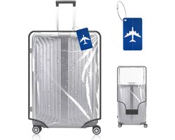 Allecta - Transparante kofferhoes, PVC beschermhoes, stofdicht, bagagehoes, 28 inch, reizen, anti-stof, anti-kras, zwart rand.