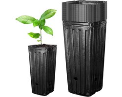 Allecta - Tuinpotten set met 20 kunststof plantcontainers voor zaailingen, diepe boomkwekerij potten - 19,8 cm hoog