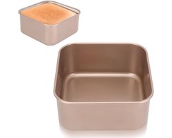 Allecta - Vierkante Cakevorm van Koolstofstaal 23,5 x 23,5 x 8 cm - Bakgerei voor Brownies, Brood en Koekjes - Gouden Koekjesplaat