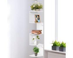 Allecta - Wandgemonteerde hoekplank voor boeken, planten en decoraties in wit design