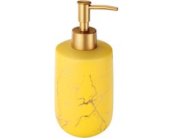 Allecta - Zeepdispenser voor Hand en Bord - Lotion met Pomp - Keuken en Badkamer - Marmer Patroon - Mat Geel - 12,5 oz - Decoratie Wastafel