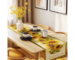 Allecta - Zonnebloemen Tafelloper, Zomer Keuken en Eettafel Decoratie voor Home Party - Polyester Rechthoekig Tafelkleed, Seizoensgebonden Festival Decor - 33x183cm