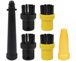 Allecto - 6-delig ronde borstelset - Accessoires voor stoomreiniger - Hoogwaardige nylon - Geschikt voor Kärcher SC1-SC7 - Voor keuken, badkamer e
