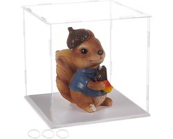 Allecto - Acryl Vitrine - Display Box - Geschikt voor Minifiguren - Helder - Display Dozen - Model Vitrine - Rubberen Ringen - Witte Basis - Monteren - Collecties.