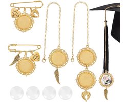 Allecto - Afstudeercadeau - Gedenkteken - Kwastje - Persoonlijk - Engelen - Foto hanger - Glazen cabochons - Cap decoratie - Geschenken - Geschikt voor afstuderen - Kleurrijk en stijlvol - Afstudeer foto bedelset met engelenvleugels