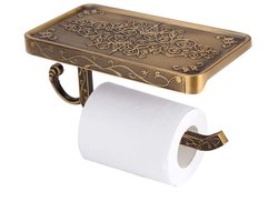 Allecto - Badkamer Toiletrolhouder - Vintage Messing - Antieke kleur - Toiletpapierhouder - Multifunctioneel - Geschikt voor badkamer en toilet