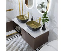 Allecto - Badkamermeubel - Moderne design - Keramische wastafel - Stenen top - Combo set - Wandkast - Kraan en slangen - Geschikt voor drijvende montage - 80/100/120 CM - AliExpress 13