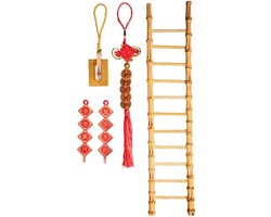 Allecto- Bamboe Ladder - Ladder Stijl - Hoop Goede Wens Betekenis - Gift - Nieuwe Huis Kantoor - Housewarming Party - Chinese Stijl Decoratie - Geschikt voor - Chinese Mini Ladder - Kleur of model