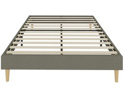 Allecto - Bedframe 140 x 190 cm - Tweepersoonsbed - Gestoffeerd corduroy - Grijs - Houten lattenbodem - Moderne uitstraling - Geschikt voor slaapkamer - Kwaliteitsproduct - Voor comfortabel slapen - AliExpress 1503.