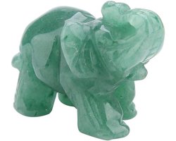 Allecto - Beeldhouwwerk Olifant Ornament - Natuursteen - Collectible - Natuurlijke Jade - Sculptuur - Huisdecoratie - Geschikt voor Thuiskantoor Winkel - Groen - Olifant Standbeeld voor Heren en Dames - 2 Inch.