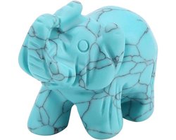 Allecto - Beeldje olifant - jade - geluksbrenger - groen - natuurstijl - decoratiebeeldje - woonaccessoire - klein formaat - oosterse sfeer - handgemaakt beeldje van jade - Feng Shui product - gesneden olifant figuur van natuursteen.