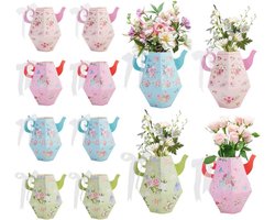 Allecto - Bloemen Theepot Dozen Thee - Party Decoraties - Theepot Vormige Bloemdozen - Tafels Middenstuk Theepot Vaas Decor - Thema Verjaardag Bruiloft Party - Geschikt voor - 12 Stks 4 Kleur