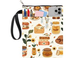 Allecto- Boek Cover - Mouw - Lichtgeel - Zonnebloem - Zuiver Katoen - Wasbare - Paperback - Tas - Rits - Extra Pocket - Boeken - Beschermhoes - Geschikt voor - Notebook - Kerst - Afstuderen - Lezers Club