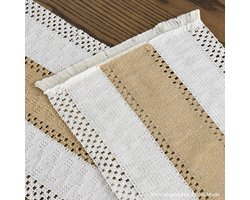 Allecto- Boerderij tafelloper - Rustieke decoratie - Jute bruin - Vakantie decor - Woonfeest - Geschikt voor eettafel - Seizoensgebonden - Holle keuken - 30 x 143 cm - Met kwastjes