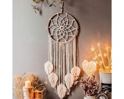 Allecto - Boho dromenvanger - macramé - handgemaakt - wandbehang - Boheemse decoratie voor slaapkamer - woonkamer - bruiloft - babyshower - woondecoratie - meisjes - kinderen - cadeau - 5 vellen mandala