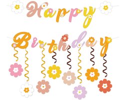Allecto - Boho Happy Birthday Decor - Verjaardagsdecoratie - Veelkleurig - Daisy Feestdecoraties - Retro Hippie Banner - Geschikt voor Verjaardag F...