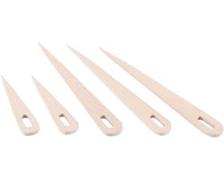 Allecto- breinaalden set - handweefgereedschap - hout - groot oog - wandtapijtweefgereedschap - houten breivork - geschikt voor handweven - bruin wood