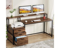 Allecto - Bureau - Ergonomisch - Industrieel - Monitorstandaard - Archiefladekast - Computerbureau - Geschikt voor Thuiswerken - Grijs - Moderne stijl Tribesigns 63 Inch met Opberglade - Online Bestellen 2023.