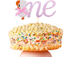 Allecto - Cake Topper - Verjaardag Decoratie - Roze Glitter - Silly Goose - Boerderij Dier Thema - Kinderen - Babyshower Feest - Meisjes Jongens