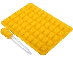 Allecto - Chocoladevorm - 50 holle ruimtes - Rubberen beren - Siliconen vormen - Snoep voor ijsblokjesschalen - Doe-het-zelf - Chocolade - Snoep (geel)