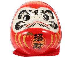 Allecto - - Daruma Beeld - Geluksdoll - Decoratie voor Thuis - Rood - Japanse Porseleinen Standbeeld - Perfect voor Bureau - Miniatuur Beeldje