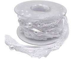 Allecto - Decoratieve kralenlint - Bruiloft decoratie - Wit - Bloemen - 5.5 Yard - 3 String - Geschikt voor ambachten - Garland - Bruiloft partij decoratie bruidsboeket - Wit.