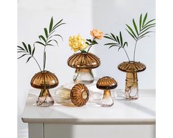 Allecto - Decoratieve vaas - Bloemenvaas - Aesthetic design - Bruin - Mini terrarium - Perfect voor tafeldecoratie - Voor elke ruimte