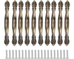Allecto - Deurgrepen - Vintage stijl - Bronskleurig - Antiek koper - Handgrepen - Geschikt voor - Dressoir Lade Garderobe - Vintage - Retro - Staldeur - Hardware - Thuiskantoor Set van 10 handgrepen in antieke stijl met bronzen finish