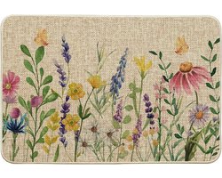 Allecto- Deurmat - Lente - Zacht en Duurzaam - Past bij alle interieurs - Bloemenprint - Binnen en buiten gebruik - 60 x 90 cm