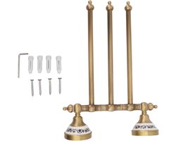 Allecto- Draaibare Wandgemonteerde Handdoekstang - Ruimtebesparend - Antiek Messing - 3 of 4 Armen - Breed Toepasbaar - Geschikt voor Meerdere Handdoeken - Gedraaid Ontwerp - Tres Varillas