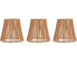 Allecto - Drie-pack Rotan Lampenkappen met Lampclip - Handgeweven Kroonluchter - Vervanging voor Kleine Lampenkappen - Verlichtingsarmaturen - Geschikt voor Barrel Lampenkap.