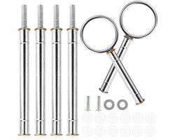 Allecto - Etagère Tongs - Set van 2 - Ideaal voor bruiloften - Zilver - Cake Stand - Cakehouder met schroeven en ringen - Geschikt voor taarten - K...