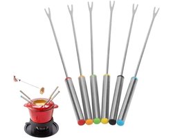 Allecto - Fonduevorken - Roestvrij staal - Keukengereedschap - Geschikt voor servies - 6 stuks, 24 cm lang - Kaas, vlees, chocolade - Dessert - Informatie