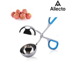 Allecto - Gehaktballen Maker - Gehaktballetjesmaker - 304 Roestvrij Staal Gehaktballer - Niet Plakkende Gehaktballetjes Lepel - Antislip Handvat Rijstballetjes Clip - Keukengereedschap (Blauw)