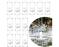 Allecto- Gereserveerde Zitplaatsen Borden - Huwelijksreceptie - Wit - Stoelen - Hangende Labels - Gereserveerde Stoelen Borden met Lint voor Bruiloften Kerkelijke Evenementen Theater Rijen Stoelen 12st