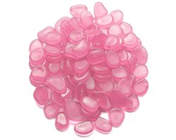 Allecto - Glow in the Dark Pebbles - Luminous Steentjes - Tuin Decoratie - 100 Stuks - Roze Steentjes - Tuinaccessoires - Geschikt voor buiten - De...
