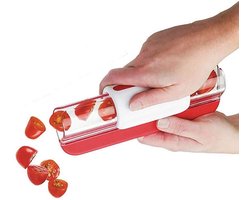 Allecto - Groentesnijder - Keukenhulp - Rood - Fruit - Multifunctioneel - Geschikt voor Groenten en Fruit Snijden tomaten druiven kersentomaten, keukendecoratie, keukengereedschap.