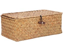 Allecto - Handgeweven Seagrass Opbergmand - Decoratieve Mand met Deksel - Thuisorganisatie - Natuurlijke Materialen - Ruimtebesparend - Ideaal voor...