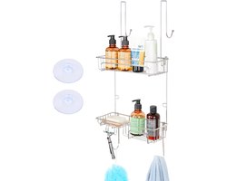 Allecto- Hangend rvs kapstokrek - Ruimtebesparende kapstok - Voor jassen en tassen - In hal of garderobe - Met hoedenplank - 4 haken - Geschikt voor gang of slaapkamer