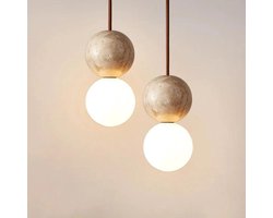 Allecto - Hanglamp - Verlichting - Elegante - Crème - Slaapkamer - Moderne stijl - Kroonluchter - Nachtkastje - Led - Retro - Bartafel - Ronde bal - Lange lijn - Hangende - Steen - Geschikt voor - 39.