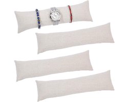 Allecto - Horlogekussens - Sieraden display - Beige - Armbandkussen - 4 stuks - Lange horlogekussens 30 x 8 cm fluwelen klok display kussen voor sieraden display stand organizer