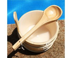 Allecto - Houten Emmer en Pollepel Set - Sauna Accessoires - 4L Capaciteit - Water Bowl - Vat Voor Stoom - Geschikt voor Alle Sauna's - Natuurlijke Houtkleur