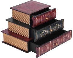 Allecto - Houten kist met laden - Decoratieve opbergdoos - Vintage - Home office - Boekenkast houder - Boekensteunen - Geschikt voor decoratie - Vintage houten model - Nep boekdoos opslag - Kantoor plank decoratie