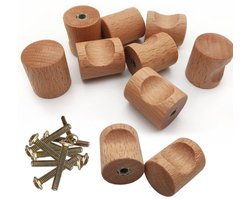 Allecto - Houten Meubelknoppen - 12 Stuks - Ideaal voor Meubels - Natuurlijk - Kastknoppen - Verfraai je Interieur - Geschikt voor Kasten - 20 x 24 m