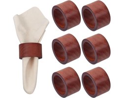 Allecto - Houten servetringen - Bruiloft - Rustieke servethouder - 5 x 3 cm - Vakantie feest - Tafeldecoratie - Geschikt voor elke gelegenheid - Kokosbruin - 6 stuks.