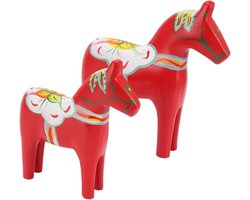 Allecto- Houten Zweeds Dala Paard - Beeldje - Decoratie - Natuurlijk Hout - Ornamenten - Handgemaakt - Geschikt voor Interieur - Roodbruin 1 Paar Houten Zweeds Dala Paard, Dalecarlian Paard Standbeeld Beeldje voor Ornamenten Decoratie Souvenir.