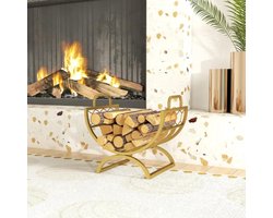 Allecto - Houtkachel voor binnen - Goudkleurig metaal houtrek - 46x36x41cm - Duurzaam - Milieuvriendelijk - Geschikt voor woningen - Groot model met glazen deur - Energiezuinig - Veilig in gebruik - Gratis verzending - Made in Holland