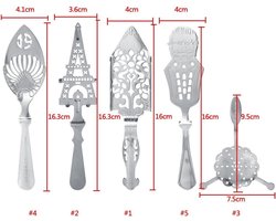 Allecto - Keukengereedschap - Theelepel - RVS - Multifunctioneel - Filter - Koffie - Geschikt voor Bar - Zilverkleurig - 2 stuks Absinthe Lepel 304 Roestvrijstaal Thee Filter Multi Functionele Koffie String Lepel Keuken Bar Gereedschap (#1)